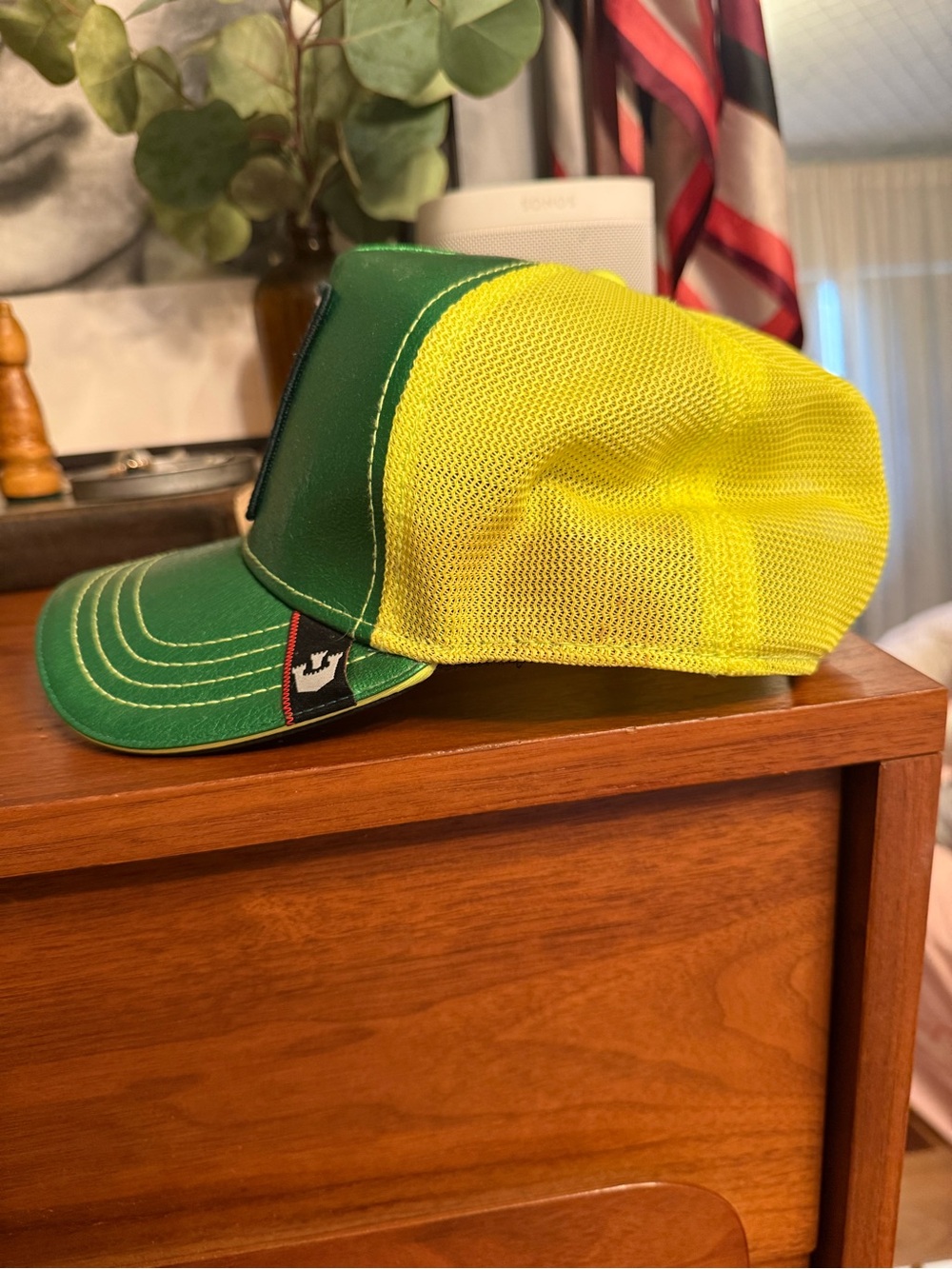 Goorin Bros The Farm Green Metallic Trucker Hat with Cow Patch - CASH - Picture 2 of 6